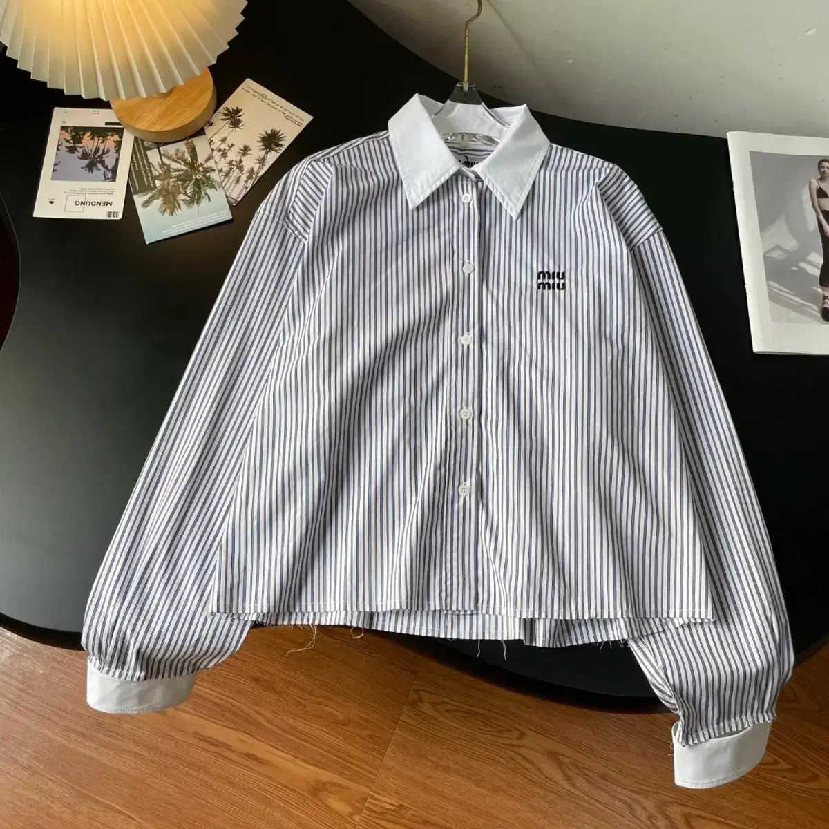 miumiu ストライプシャツ MIUMIU ブラウン ストライプ ポケット T